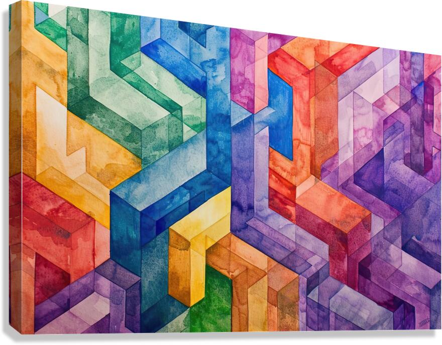 Chromatic Intersections 7H29P4 48 Canvas Print