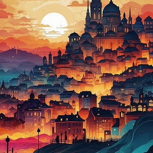 TRADITIONAL CITY IN THE NIGHT