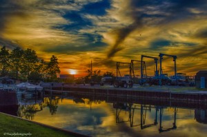 Sun setting over Marina shores.