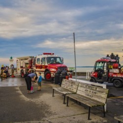 Hosing down Port dover Pier.