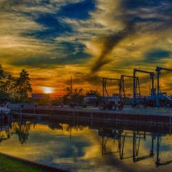 Sun setting over Marina shores.