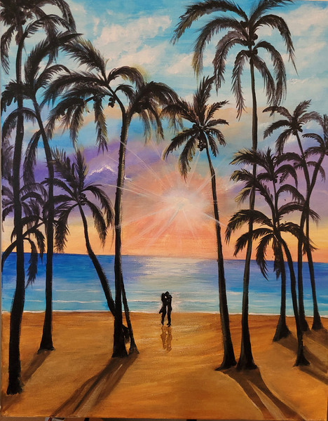 Couple on Luquillo Beach Puerto Rico Print