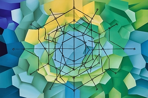 Geometric abstract background with simple hexagon