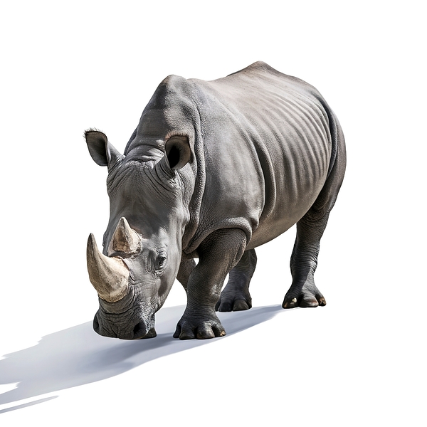 Single Large Rhinoceros Isolated on White Backgro Print
