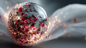A floating sphere of shattered mirrors partially