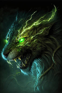 Emerald Tiger with Neon Lightning Storm Eyes