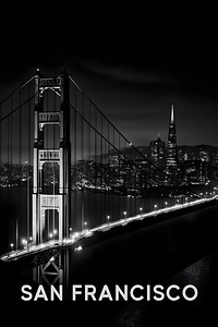 Golden Gate Shadows San Francisco in Black and White