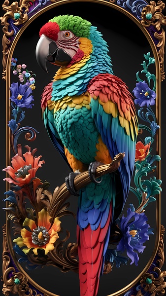 Radiant Fractal Parrot by RAHEEM