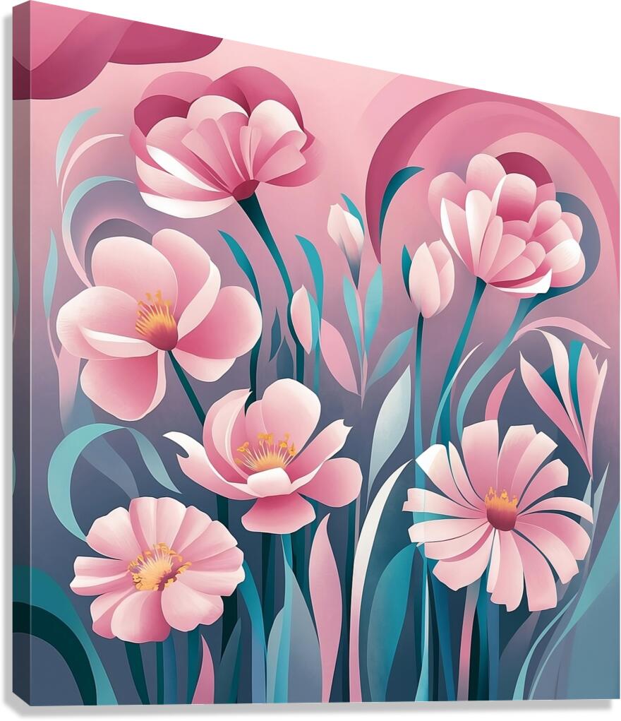 Flowers in soft pink and blue tones Canvas Print