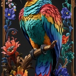 Radiant Fractal Parrot