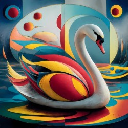 A colorful beautiful swan