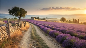 Lavender Fields at Sunset