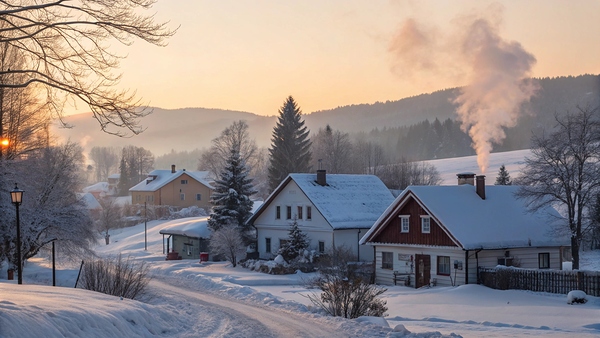 Warm Winter Scene at Sunset by DesignTech