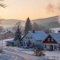 Warm Winter Scene at Sunset
