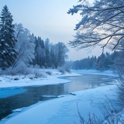 Serene Misty Lake at Dawn – A Tranquil and Magical Landscape
