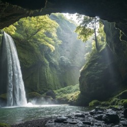 Hidden Waterfall in the Mountains