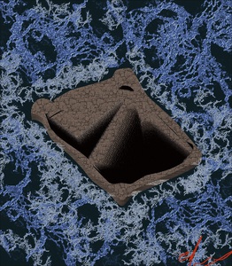 Burnt Toast Floating Atop Partially Frozen Water