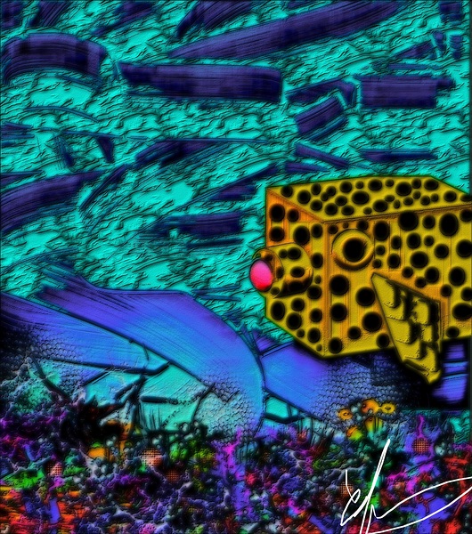 Brooding Yellow Boxfish Print