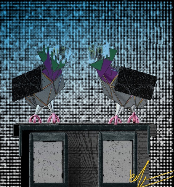 Conversational Pigeons Print