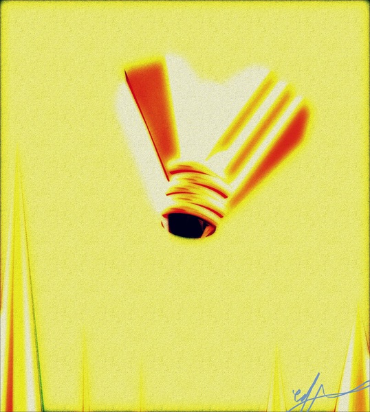 Floodlight Badminton Shuttlebulb in Midflight by Ed Purchla