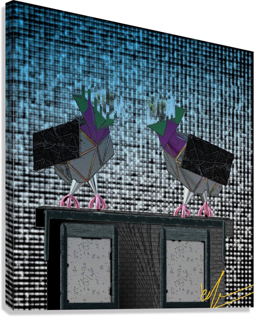 Conversational Pigeons Canvas Print
