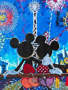 Two lovers in magical Paris