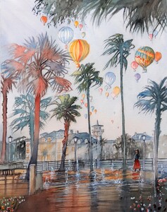 Celebration in the Early Morning the Sky Full of Hot Air Balloons