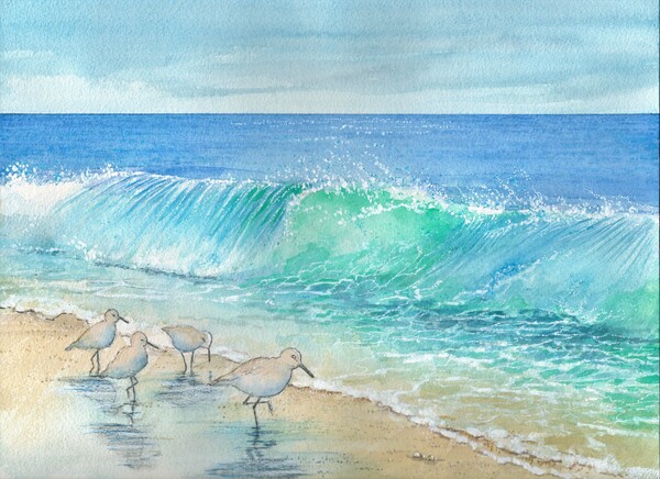 A Wave Breaking on the Beach  Print