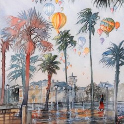 Celebration in the Early Morning the Sky Full of Hot Air Balloons