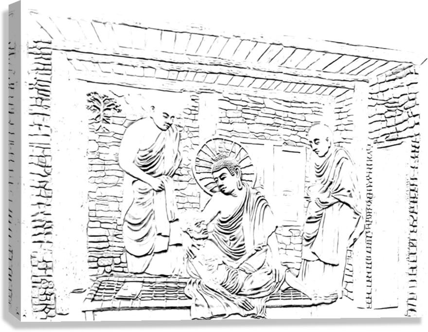Buddha Serving To The Old Man by Binod Dawadi .jp Canvas Print