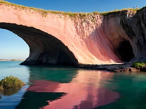 Stunning Pink Rock Arch Over Turquoise Waters – A Natural Wonder