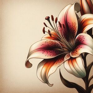 Elegant Vintage Lily Flower Illustration – Detailed Botanical Artwork