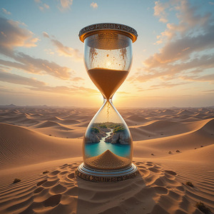 Surreal Hourglass in the Desert – Time and Nature’s Paradox