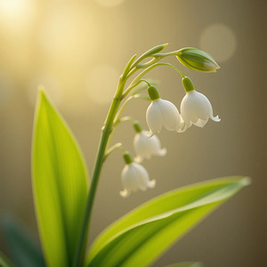 Elegant Lily of the Valley in Soft Golden Light