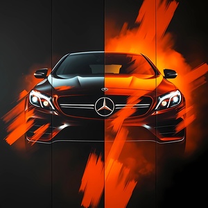 Futuristic Mercedes-Benz – Surreal Automotive Art with Bold Brushstrokes