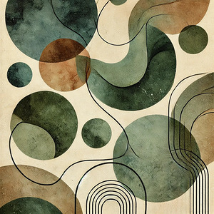 Abstract Geometric Art with Earthy Tones and Organic Shapes