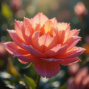 Radiant Dew-Kissed Lotus Flower in Golden Sunlight