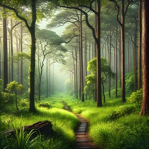 Magical Forest Trail: A Peaceful Path Through Lush Greenery