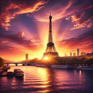 Breathtaking Sunset Over the Eiffel Tower – A Stunning Parisian View