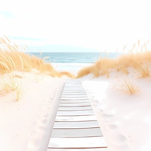Serene Beach Path Through Golden Sand Dunes – Dreamy Coastal Escape