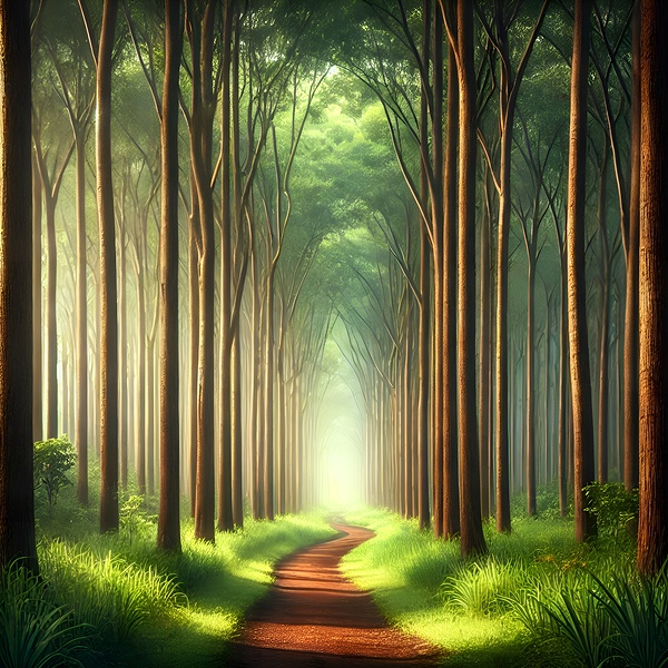 Enchanting Forest Pathway: A Serene Walk Through Nature Print