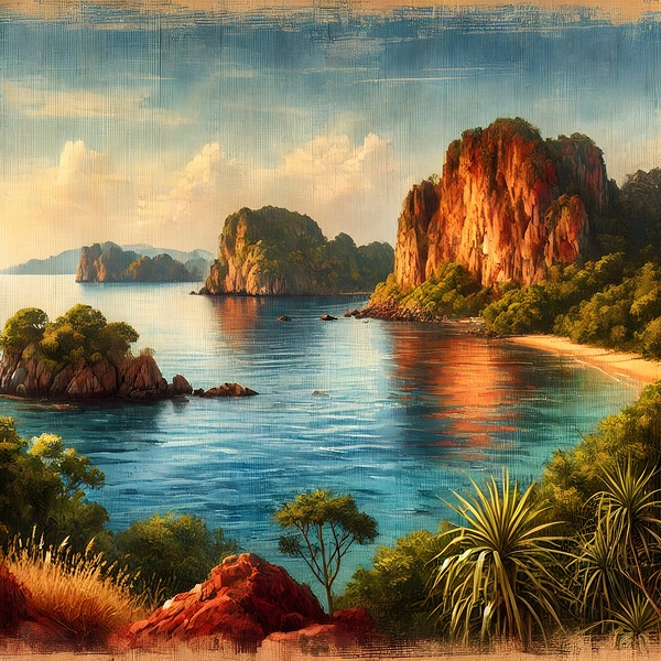 Scenic Coastal Landscape with Majestic Cliffs and Turquoise Waters Print