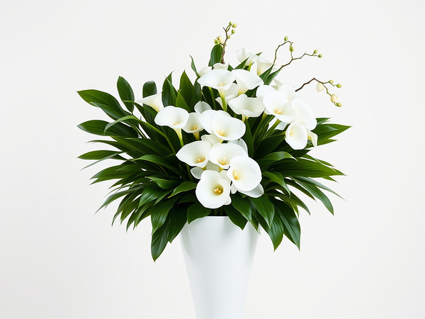 Charming White Orchid Arrangement in Sleek Vase Print