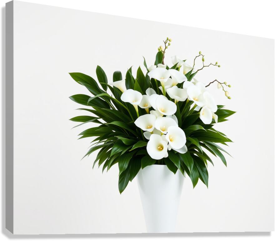 Charming White Orchid Arrangement in Sleek Vase Canvas Print