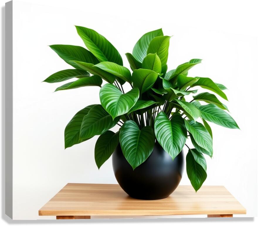 Vibrant Green Plant in Modern Black Pot Canvas Print