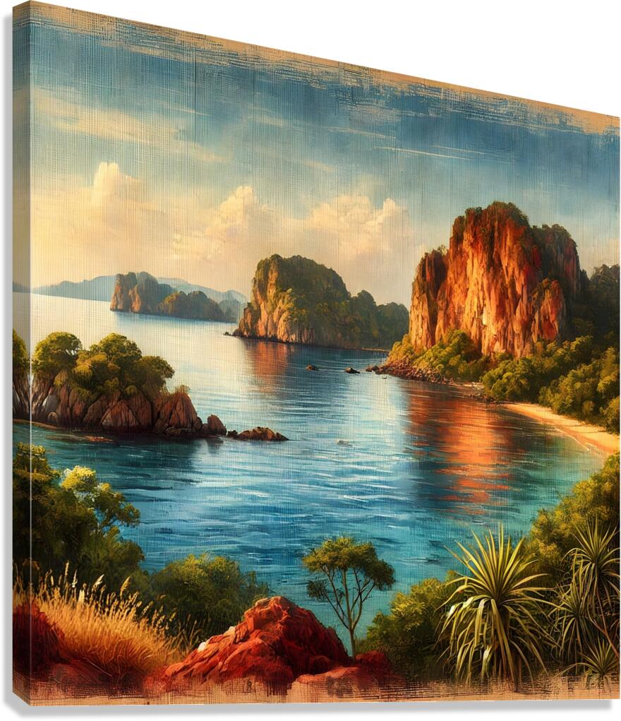 Scenic Coastal Landscape with Majestic Cliffs and Turquoise Waters Canvas Print