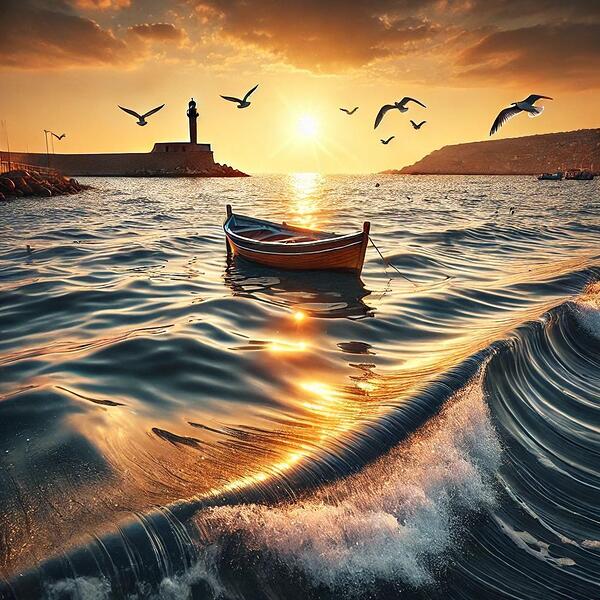 Golden Waves: A Serene Sea Escape Print