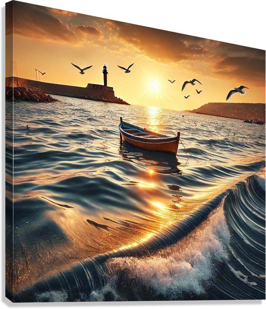 Golden Waves: A Serene Sea Escape Canvas Print