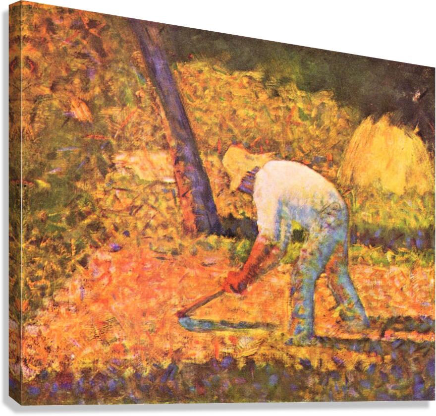 Farmer with hoe Canvas Print