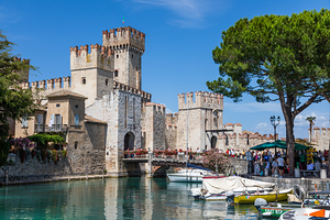 Antique Sirmione castle popular turistic destination day with 